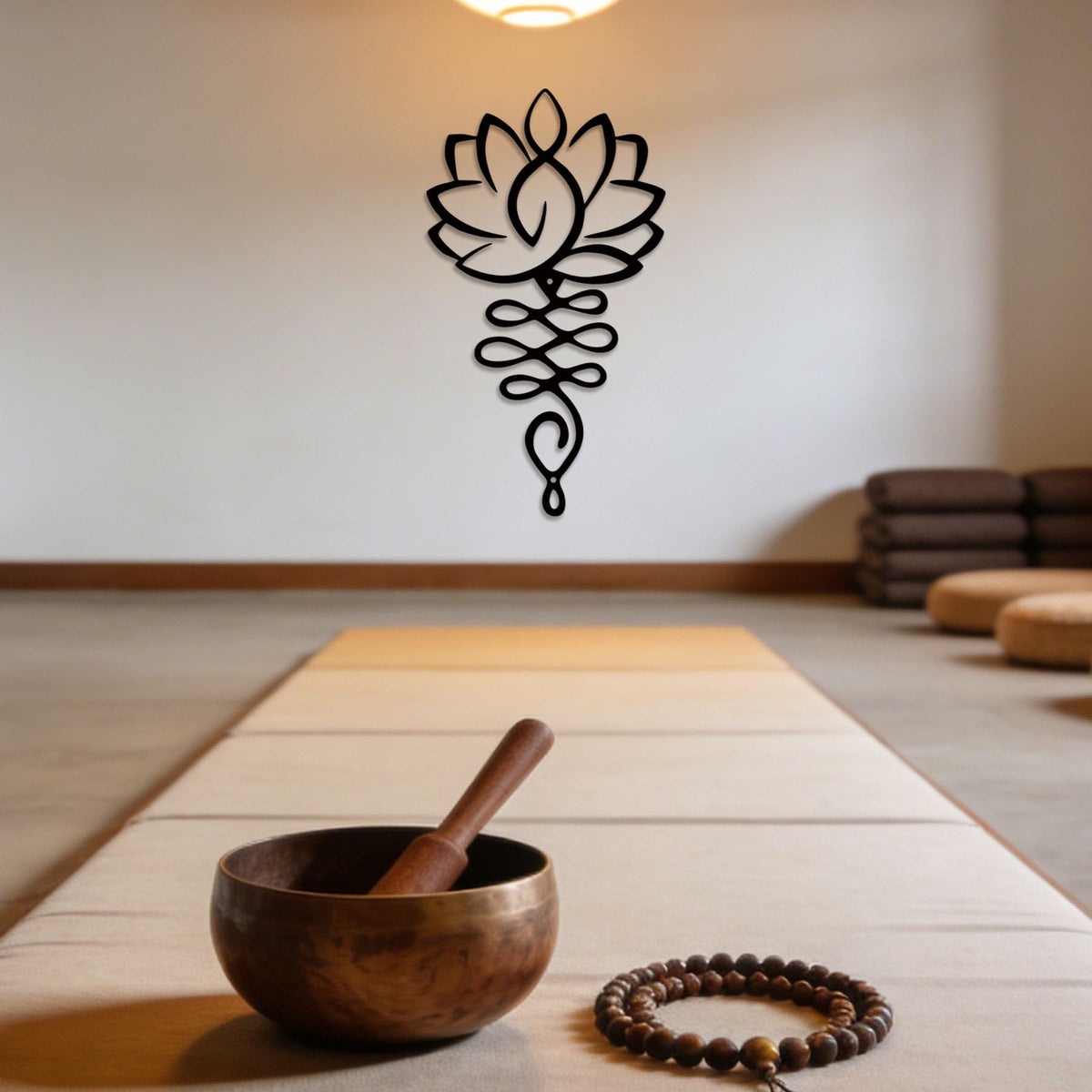 Metal Wall Art Lotus Flower Yoga Room Decor (Black)