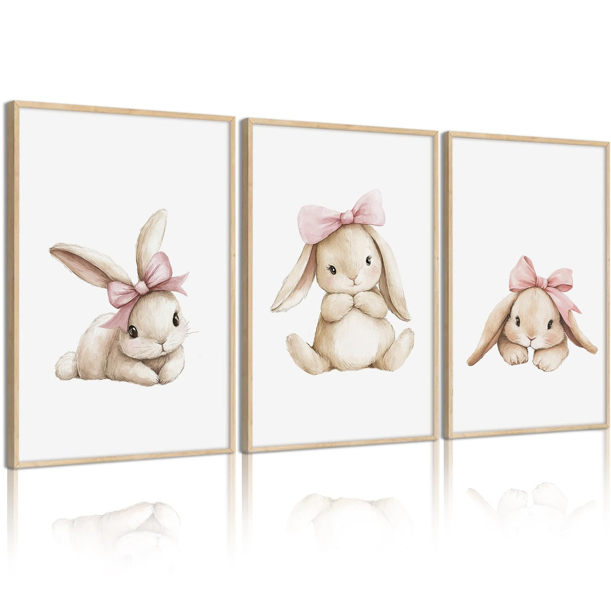 Nursery Bunny Wall Art Decor Bunny Prints Baby Girl Room Canvas Wall Art Decor Pink Baby Girl Nursery Painting Woodland Rabbit Spring Artwork Poster for Bedroom 12x16x3 Inch Unframed (12x16 Inch Unframed / Cute Rabbit Prints)