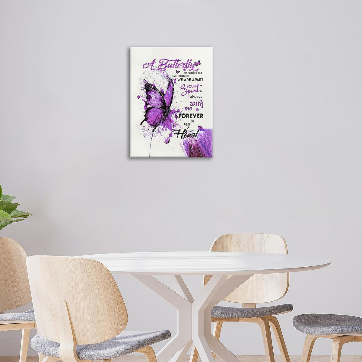 Purple Butterfly Canvas Wall Art Watercolor Butterfly Pictures Wall Decor Inspirational Quotes Prints Painting Framed Artwork Decoration For Bathroom Bedroom Living Room Office 20"x16" (20"L x 16"W / Watercolor Butterfly-Pu)
