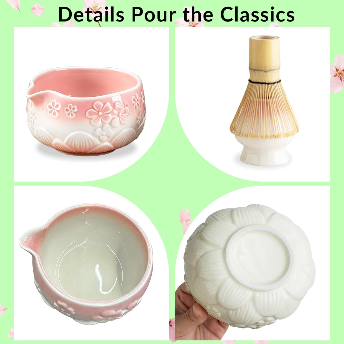 8 Piece Matcha Whisk Set Matcha Set Kit Includes Bamboo Whisk (Gradient Pink)
