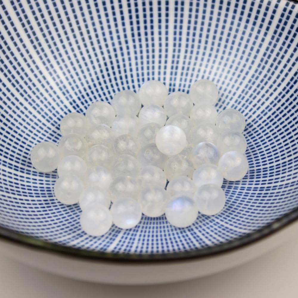 Natural Round Stone Beads 6mm Blue Moonstone Loose Gemstone Beads for Jewelry Making Bracelet Necklace 60pcs (Blue Moonstone / 6mm)