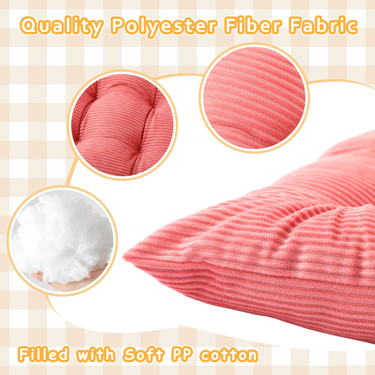 10 Pcs Corduroy Chair Cushion with Ties Square Floor (Colorful)