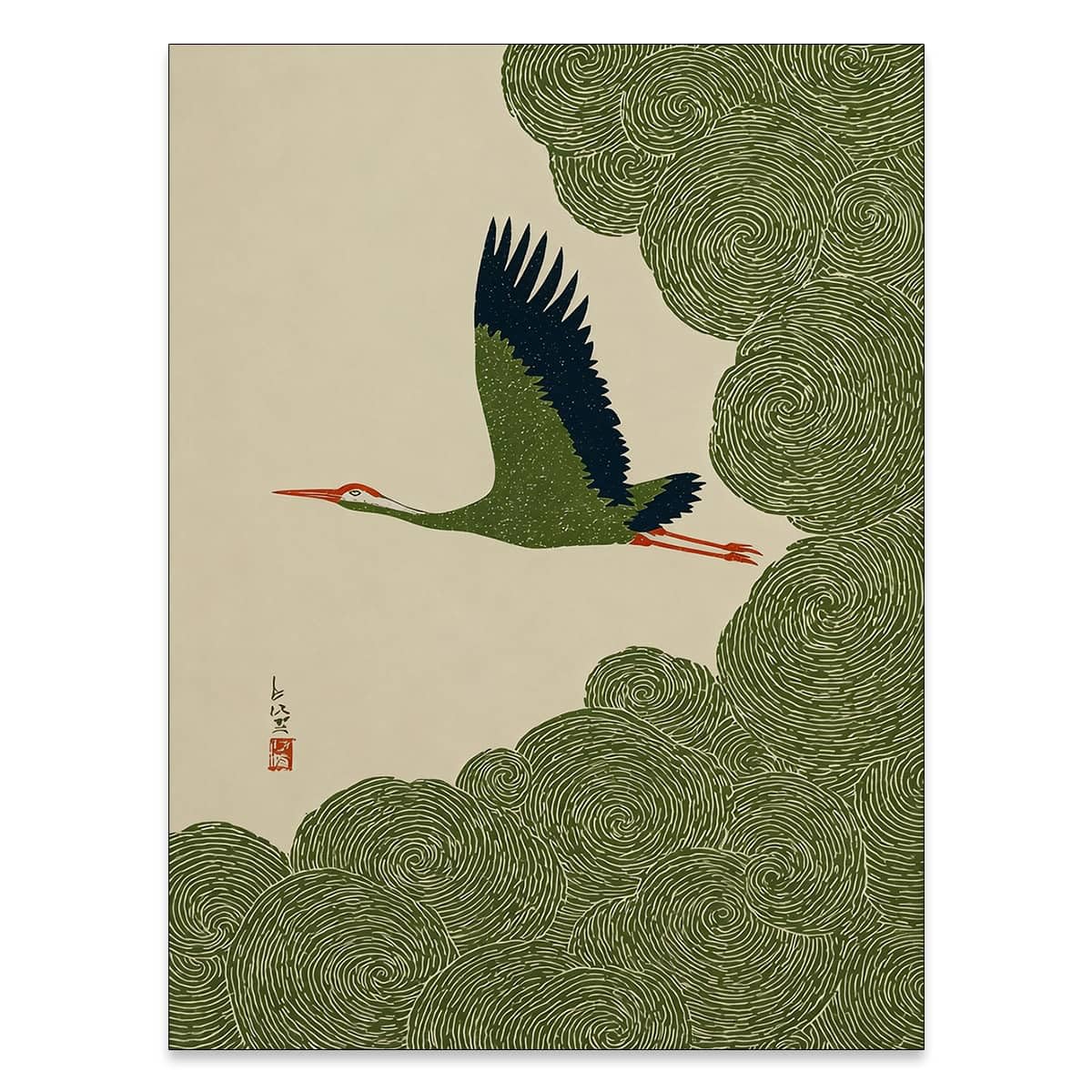 Vintage Japanese Flying Wall Art Nature Bird Pictures Aesthetics Posters Minimalist Animal Canvas Prints Nordic Nature Zen Calm 11x14in Unframed for Asian Syle Living Room Bedroom Office Decor (Unframed / Japanese Pictures / 14"L x 11"W)