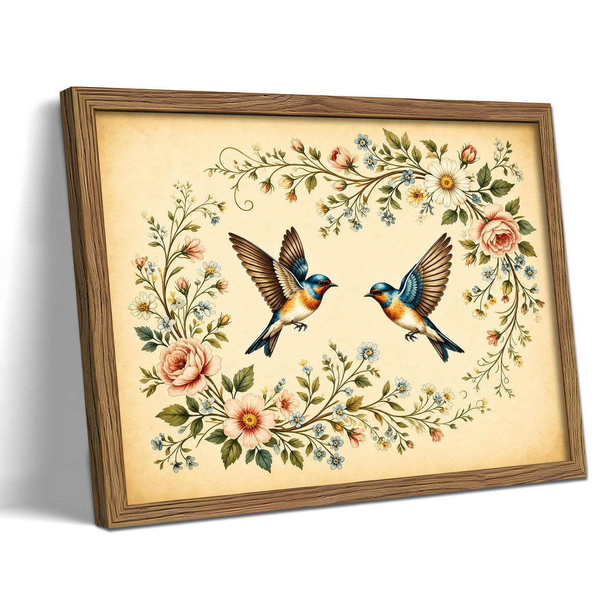 Vintage kingfisher Framed Canvas Wall Art (B-kingfisher / 24"L x 16"W)