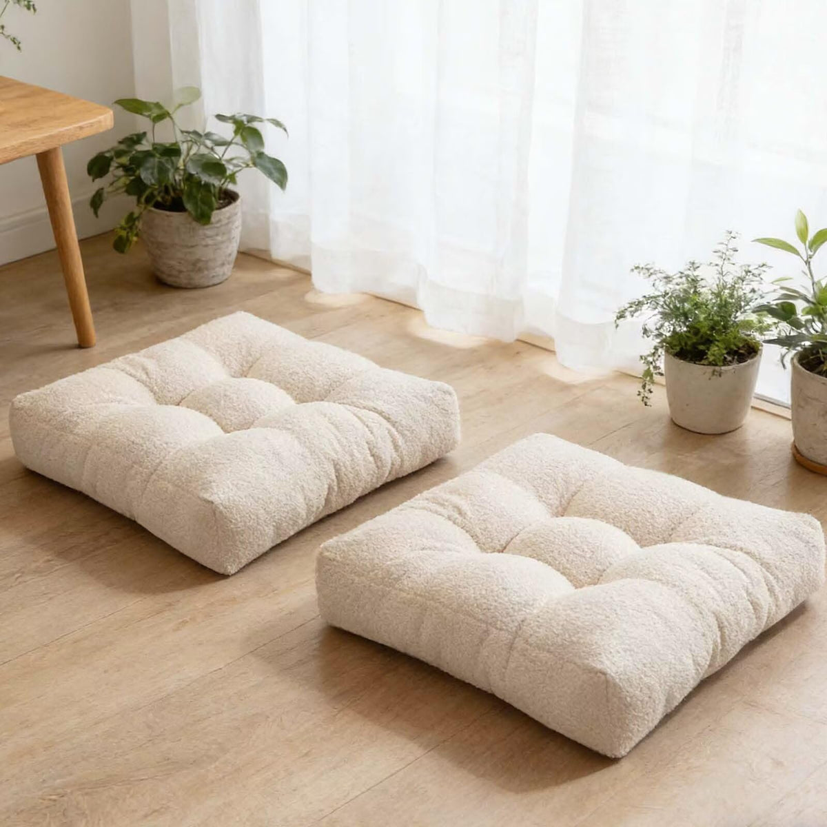 Large Meditation Pillow Set of 2 (Beige / 18×18in)
