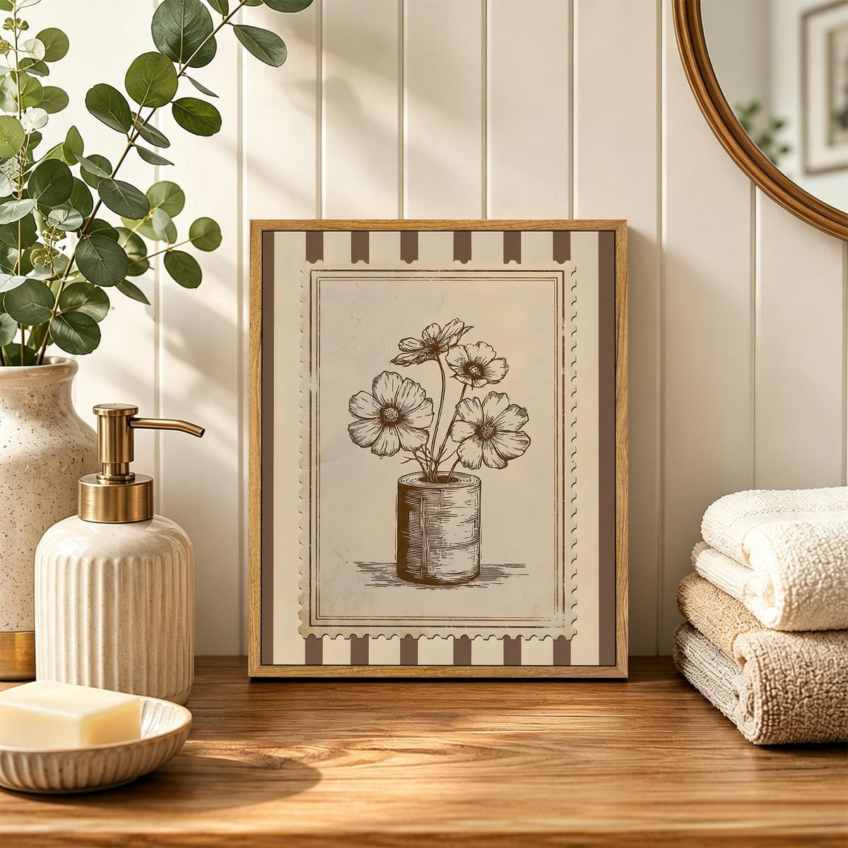 Framed Funny Western Bathroom Wall Art (Toilet paper wildflowers / 8"L x 10"W)