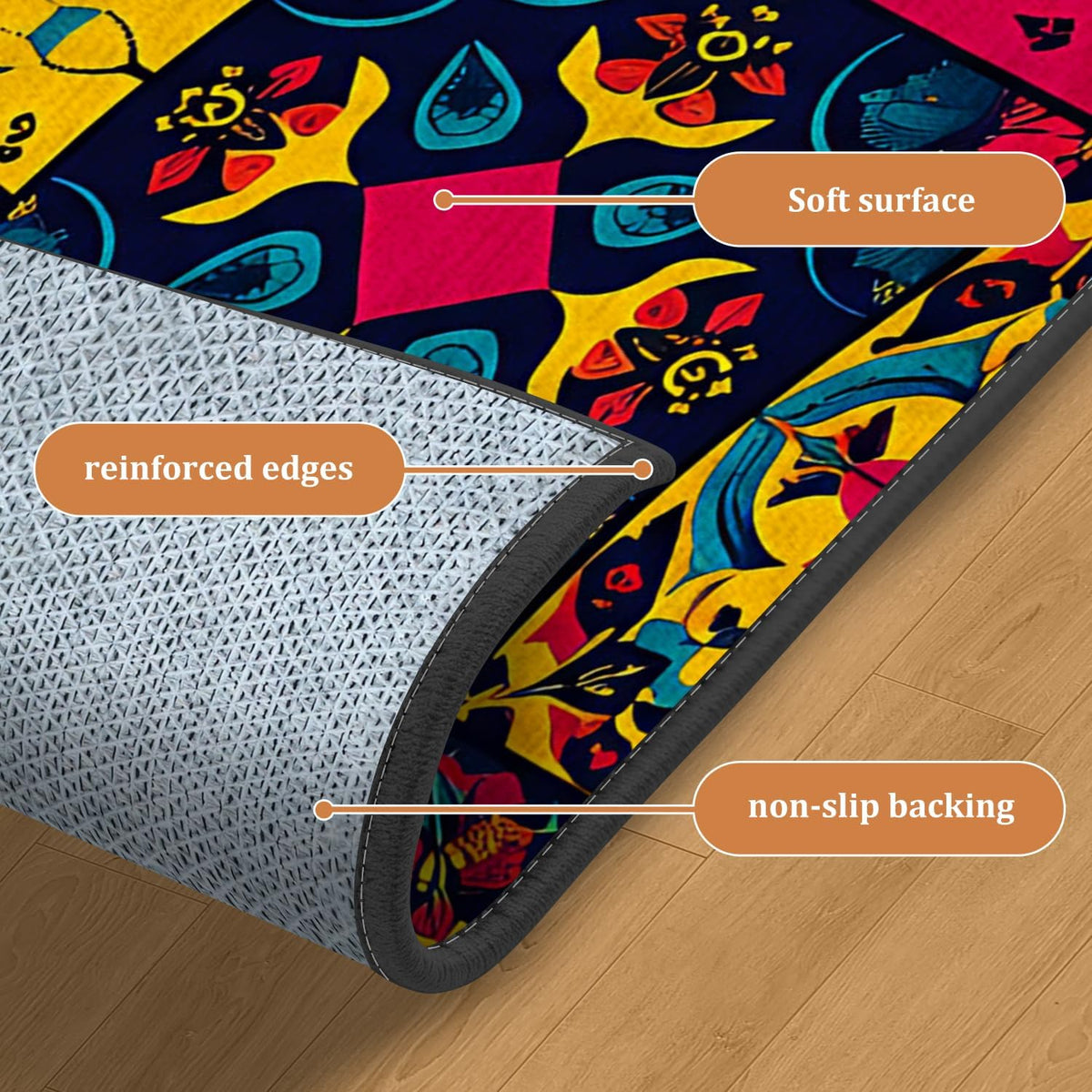 Boho Mosaic Tile Semicircle Rug 24"x36" (67 / 2' x 3' (Semicircular))