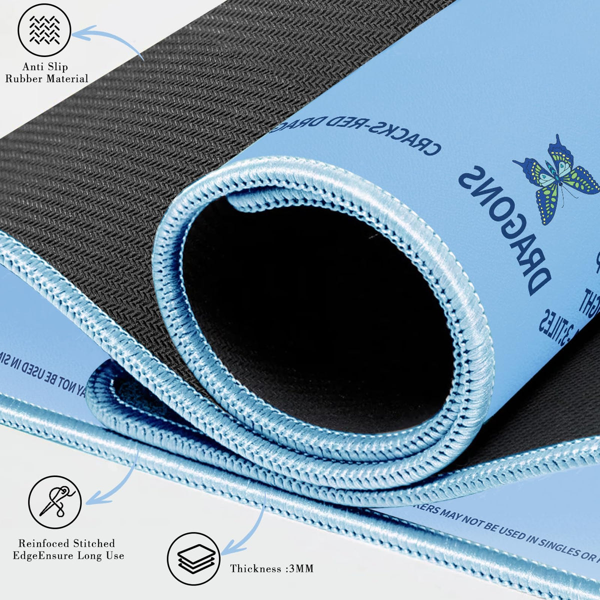 Ocean Blue Mahjong Mat with Lotus & Butterfly Artwork (Marine Blue)