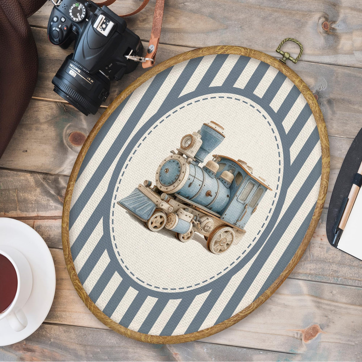 Train Boy Nursery Oval Wall Art Decor Products (Colour24)