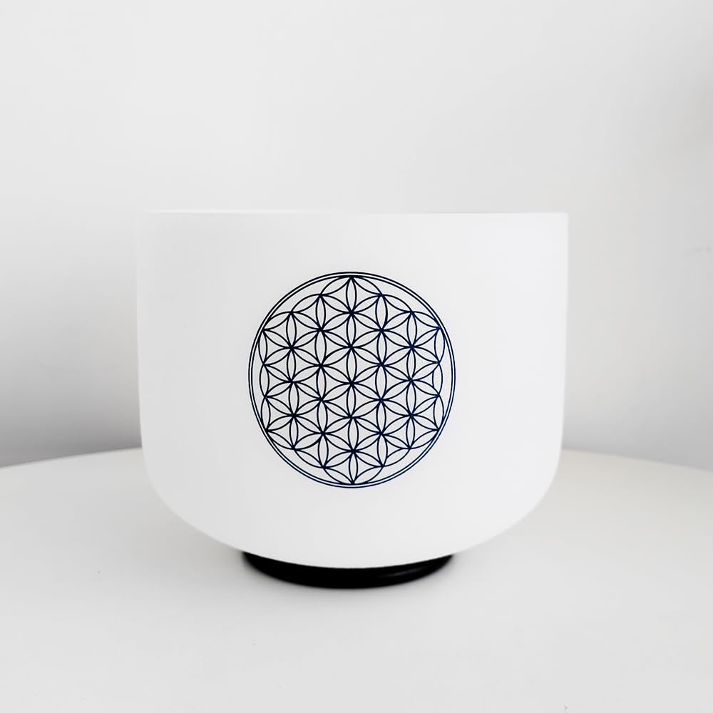 528hz Crystal Singing Bowl (8"C 528hz Blue Life Flower)