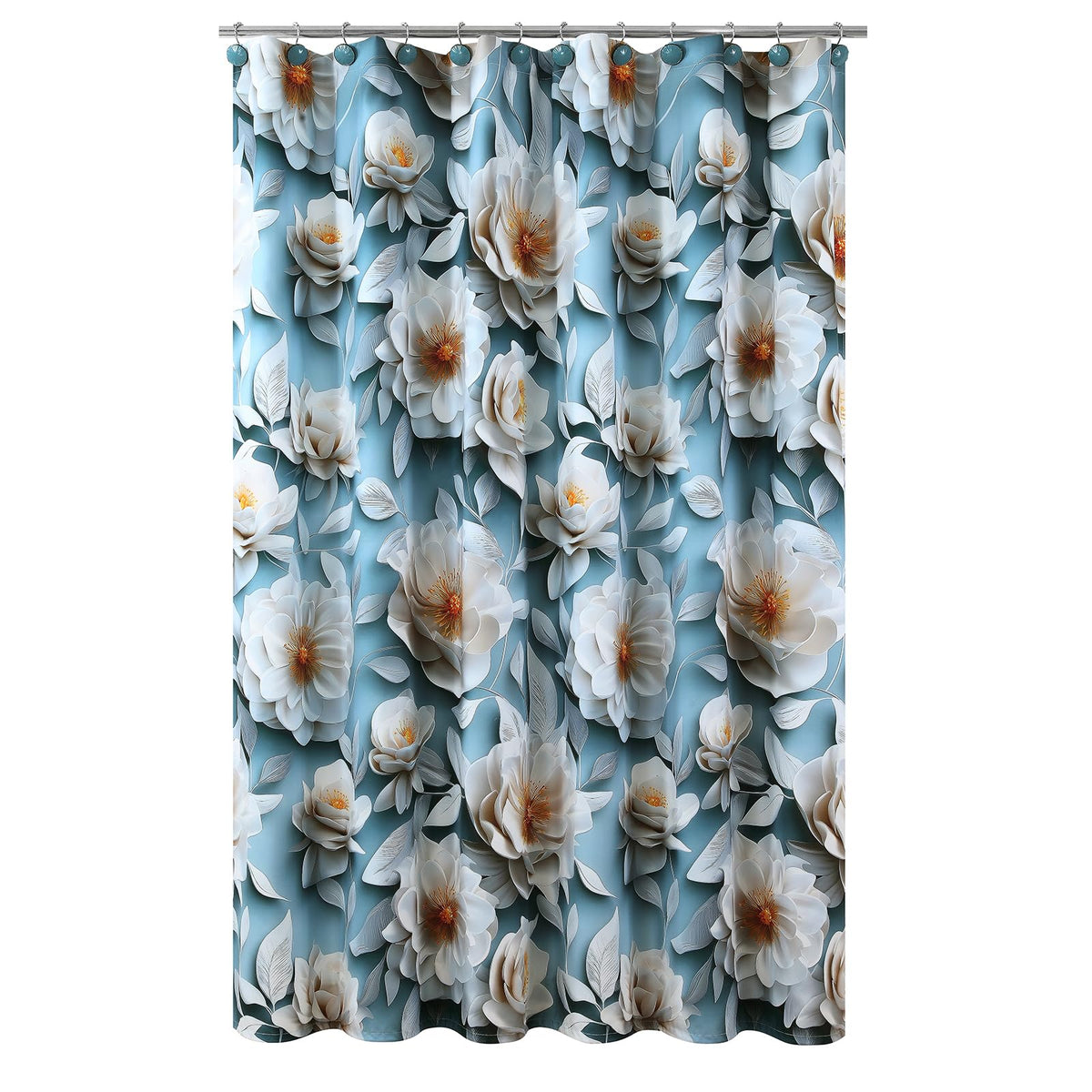 Luxury 3D Blue Peony Floral Shower Curtain (Sardar / 84"W x 72"L (Pack of 1))