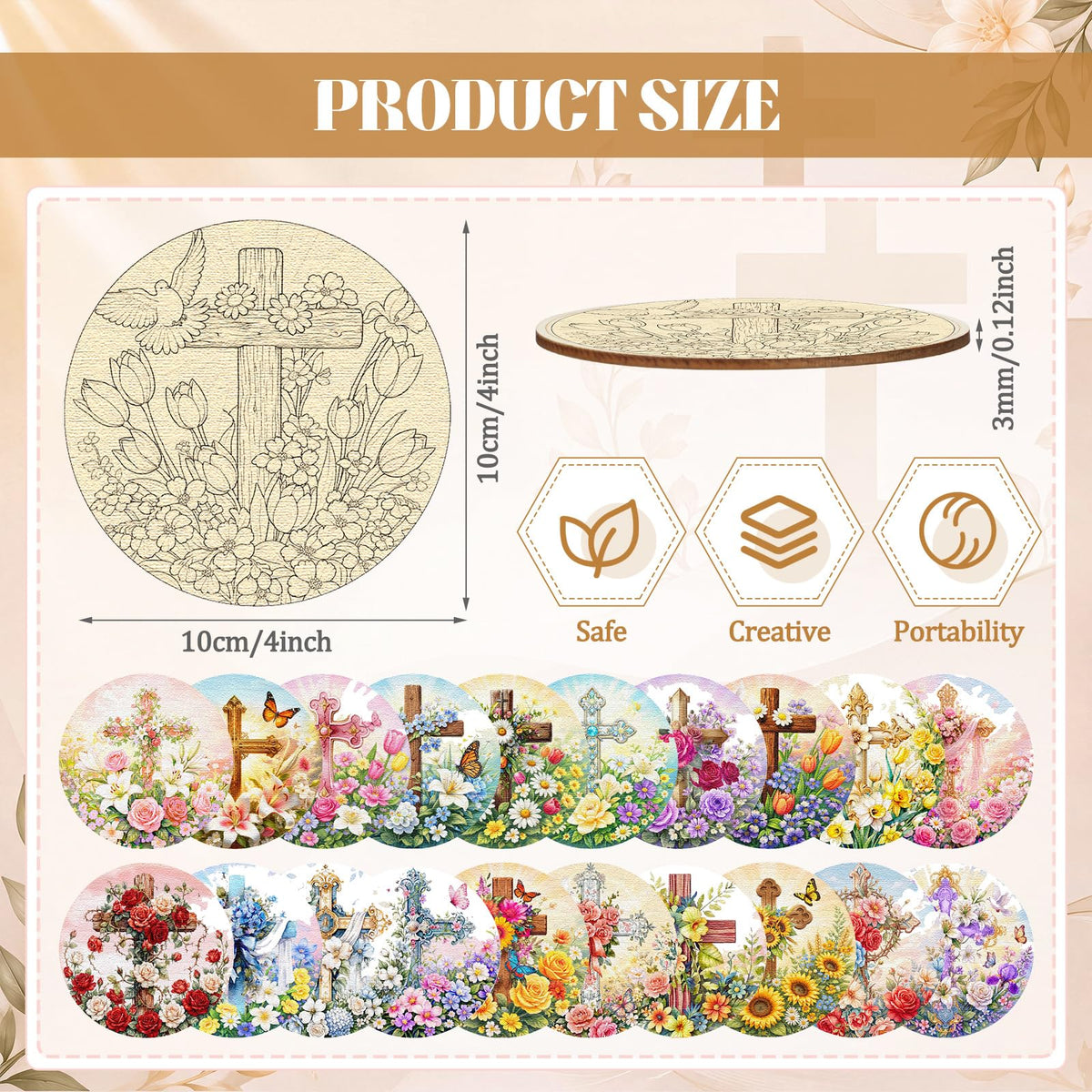 77 Pcs Wooden Coasters Paint Kit (Christian)