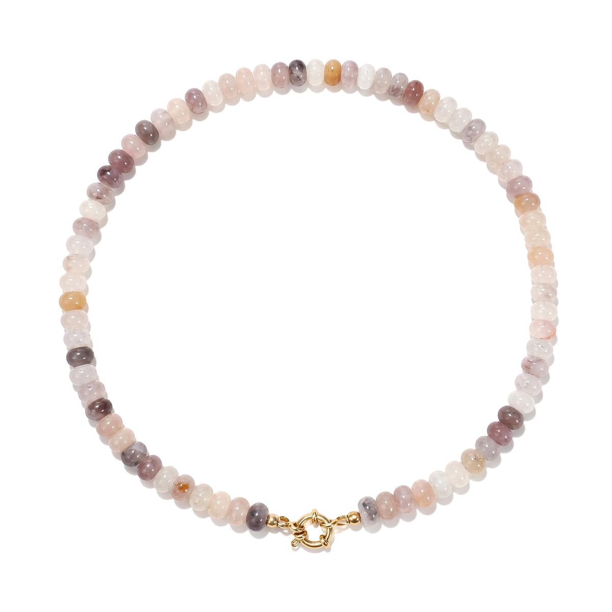 Natural Stone Beaded Choker Necklace for Women (Low saturation gradient color)