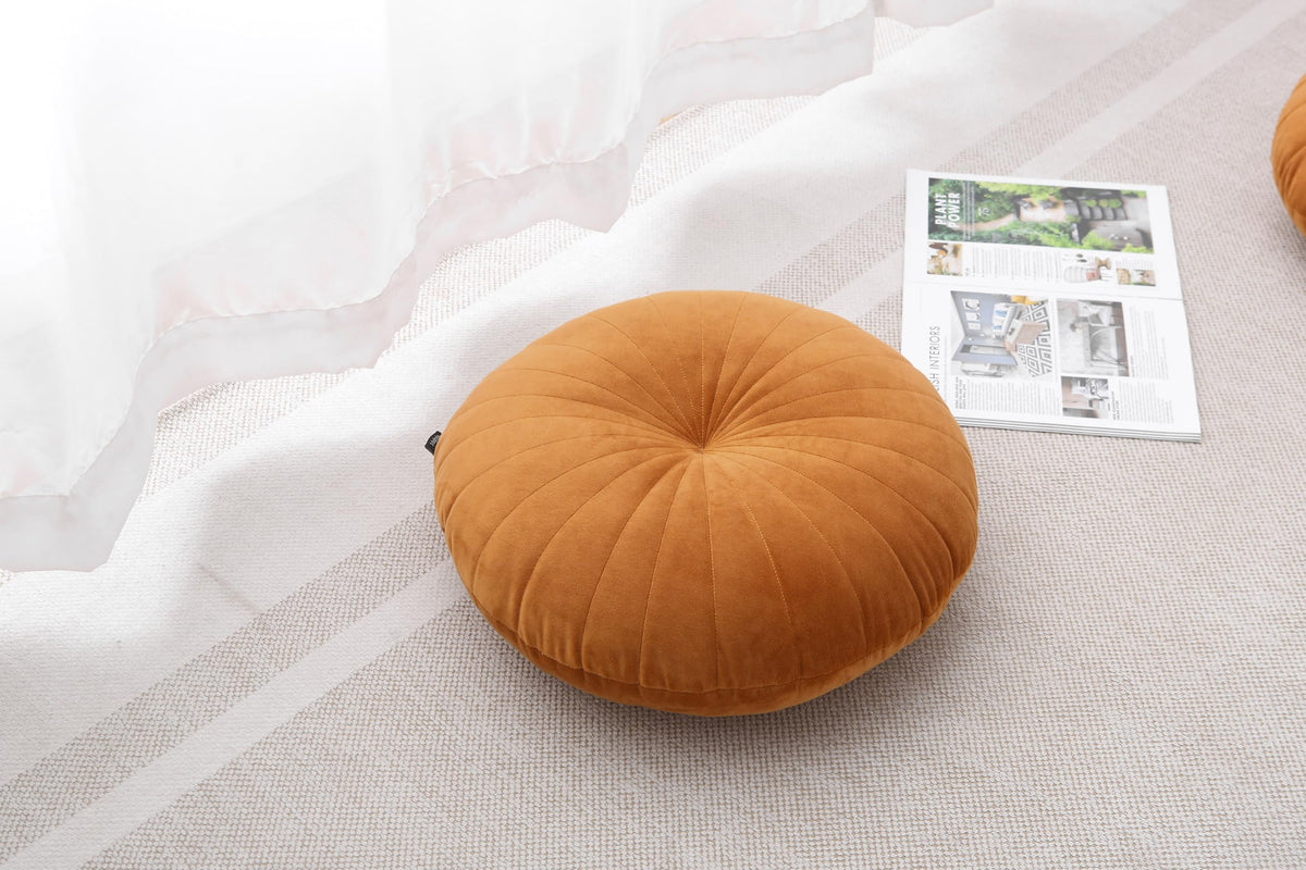 Floor Pillow Meditation Cushion Round Large Floor Pillows Seating for Adults (Caramel / 18inches)