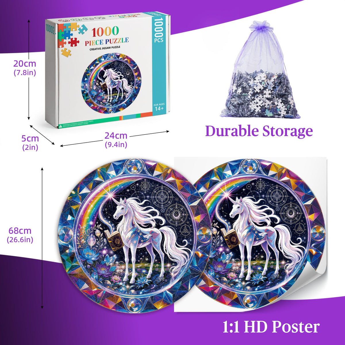 1000 Piece Jigsaw Puzzle for Adults Magical Crystal Unicorn (M-magical Crystal Unicorn)