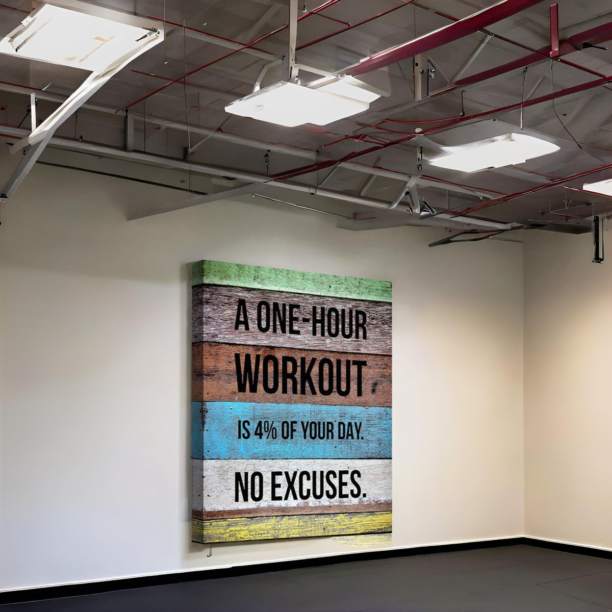 Workout Motivational Quote Gym Wall Art Fitness Bodybuilding (36"L x 24"W / Workout Motto)