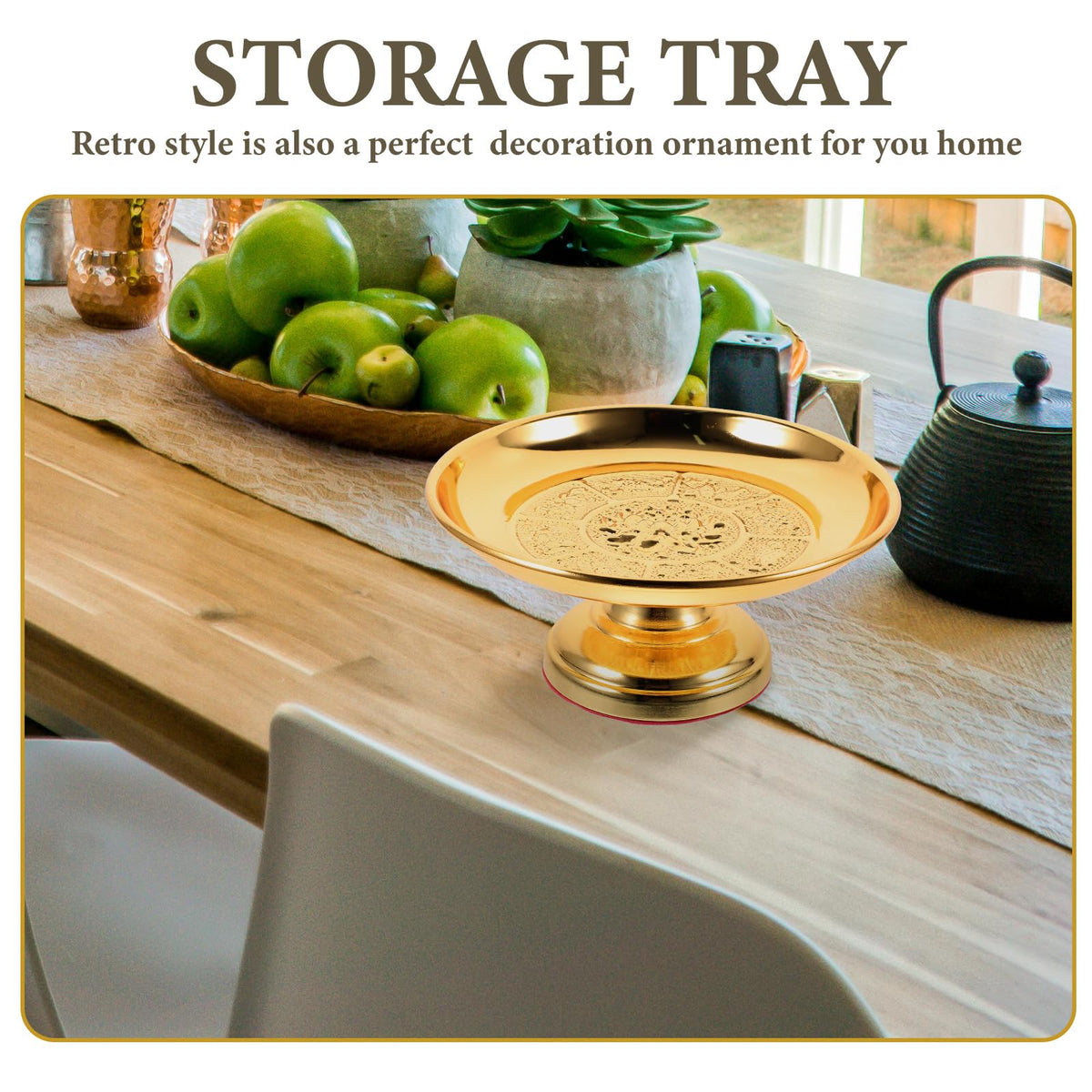 Lotus Fruit Plate Tribute Storage Tray 5.90X5.90X2.59In Decorative Offering Plate for Buddhist Ceremony Home D Cor (Golden / 15X15CM)