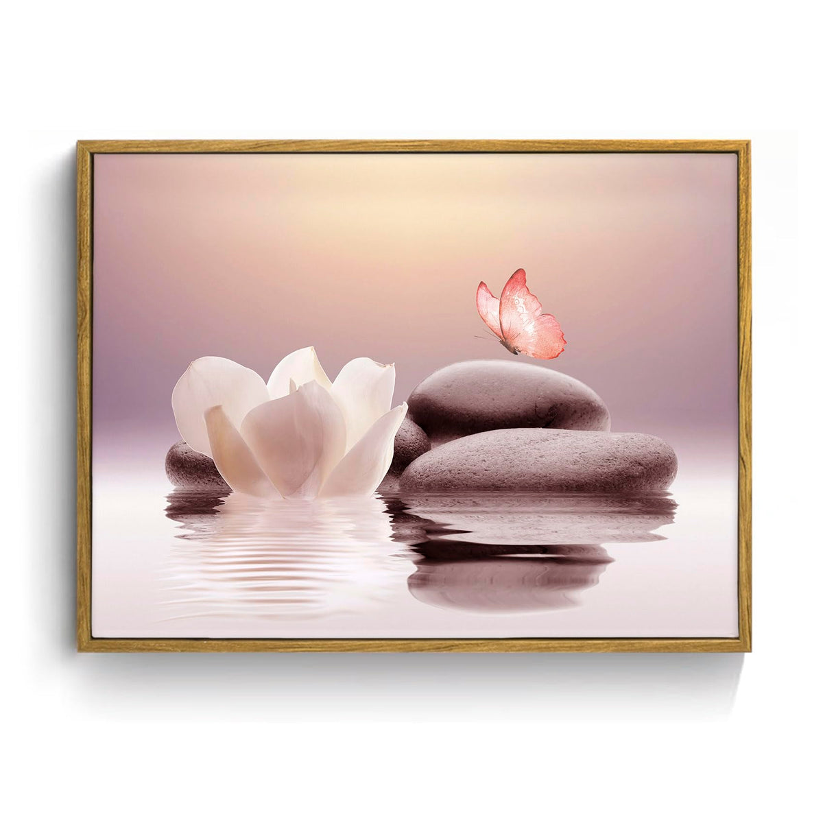 Zen Framed Wall Art for Living Room (12"L x 17"W / Pink)