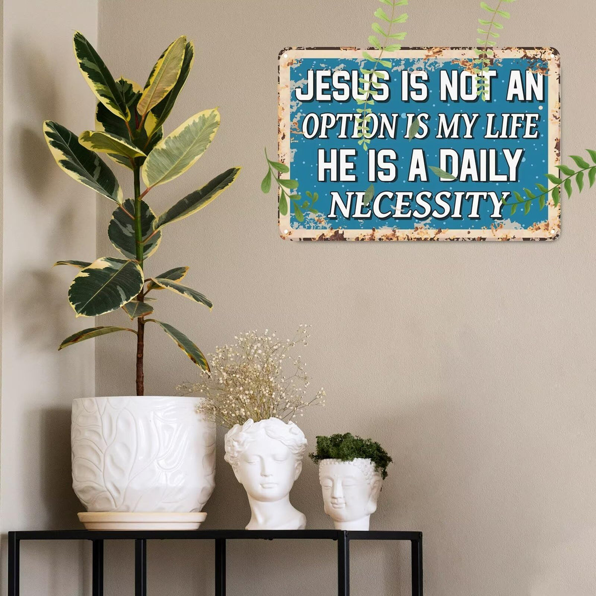 Christian Prayer Metal Tin Sign Jesus Wall Sign Jesus Is Necessary Wall Art Prayer Motivational Positive Quotes Gifts Wall Sign for Church Home Bedroom Decor Gifts 12x16 Inch (Jesus Is Necessary / 12x16 Inch)