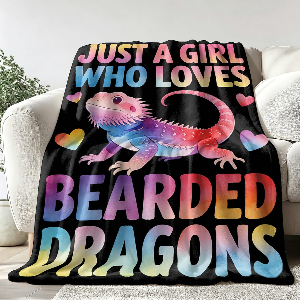 Bearded Dragon Throw Blanket Cute Animal Reptile Cozy Plush Flannel 30"X40" (Bearded Dragon / 30"X40")