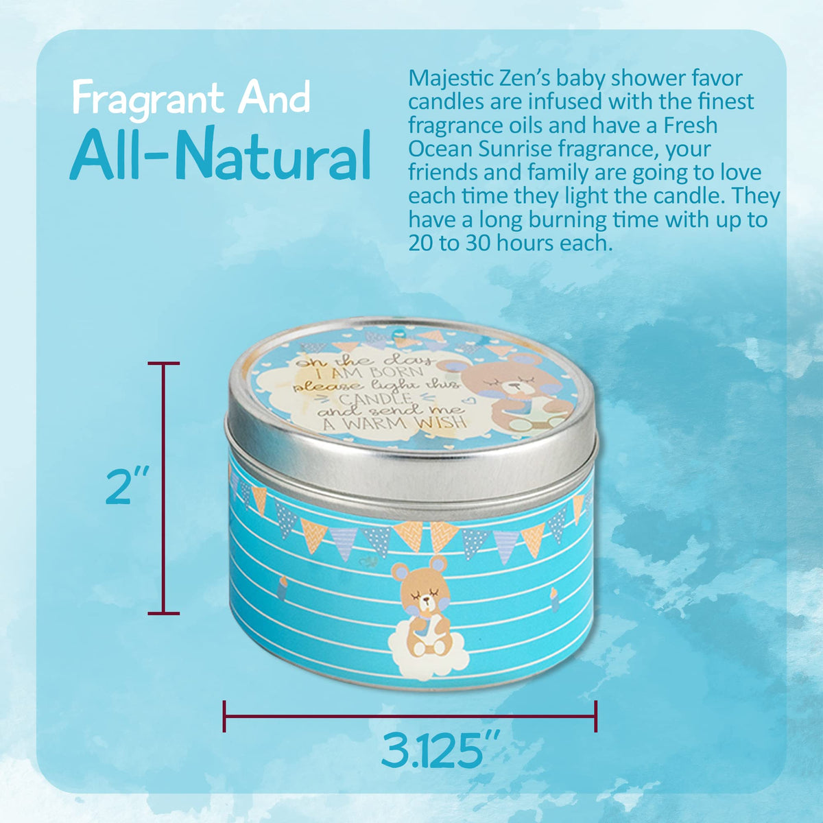 Baby Shower Candle Favors for Boy (Blue-2-9pk)