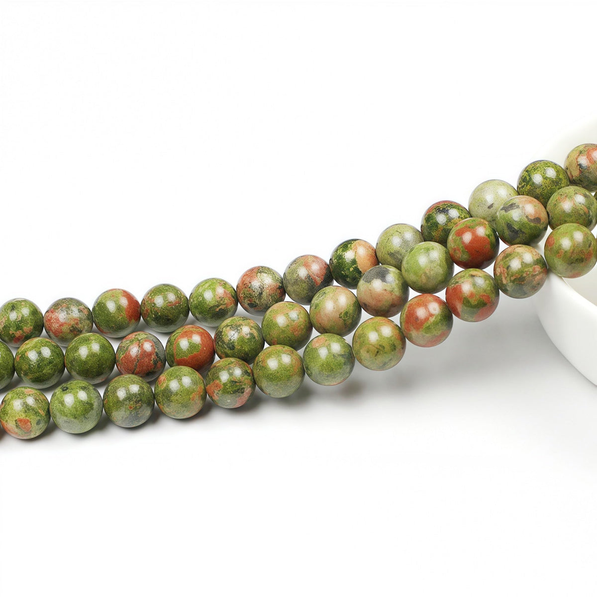 Natural Stone Beads Unakite Round Loose Spacer Beads 15'' 4m 6m 8m 10mm 12m for Jewelry Making (Unakite / 10mm)