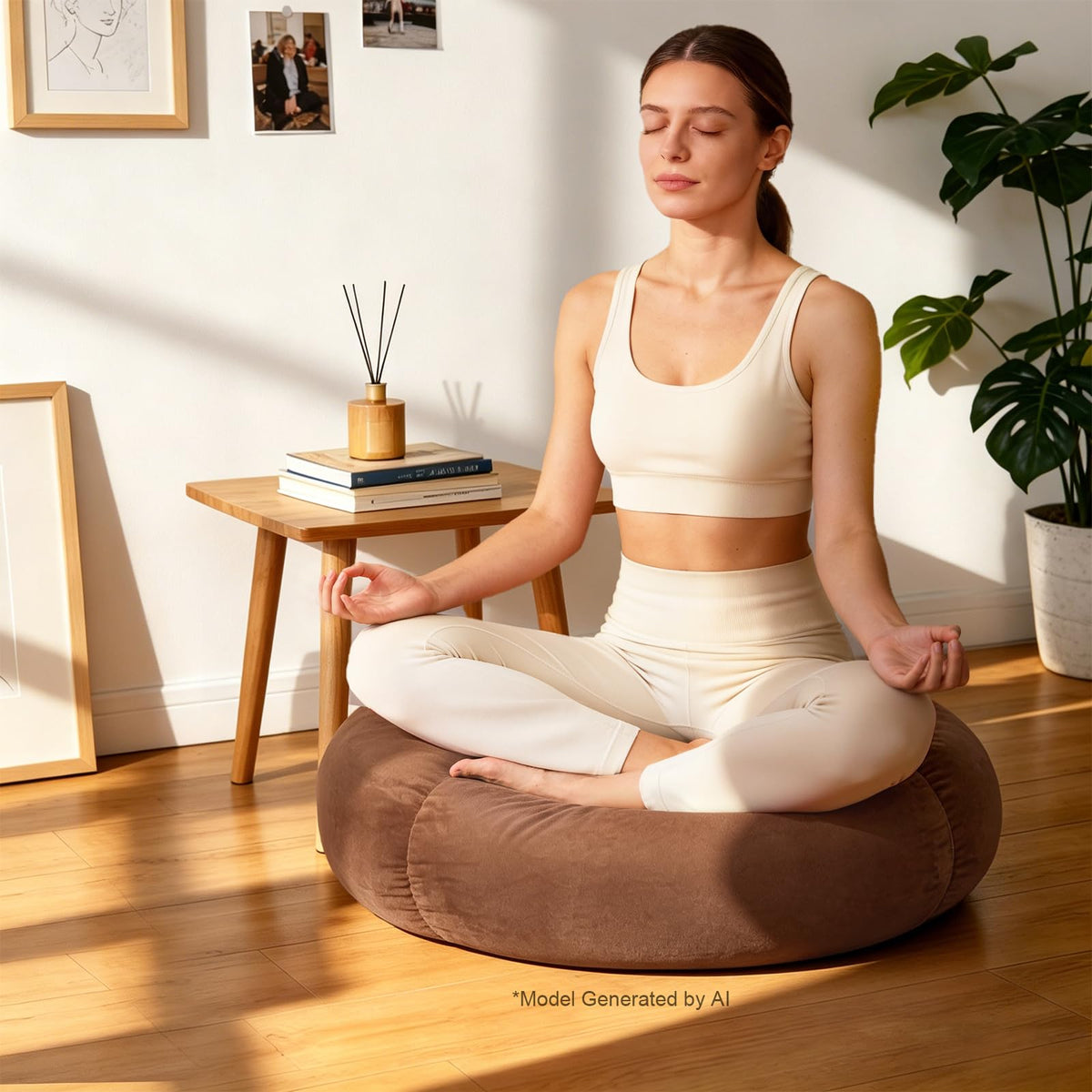 60cm 23.6" Extra Large Shiitake Mushroom Floor Cushion Pillow (Shiitake)