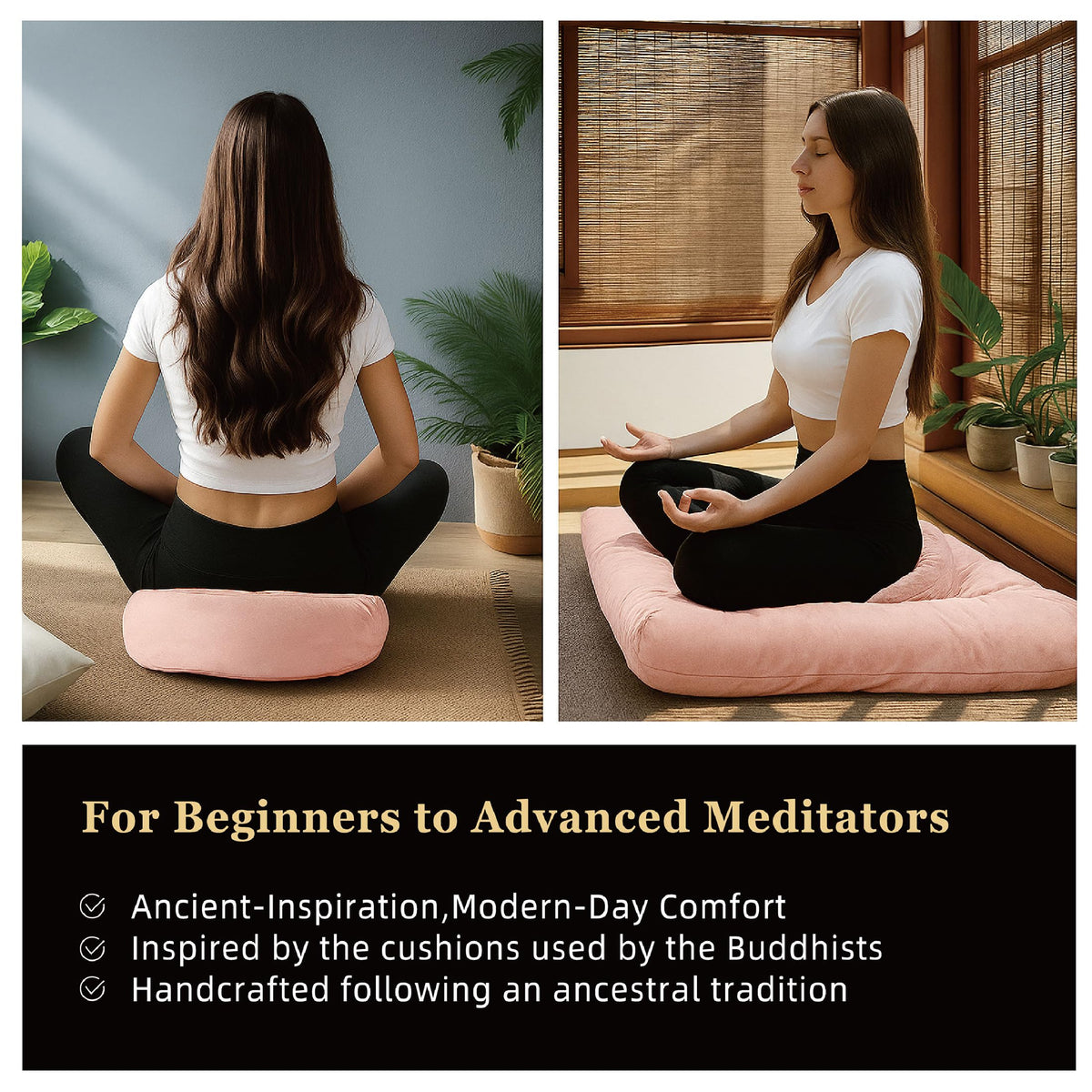 Meditation Cushion Set Zafu & Zabuton (Blush Pink)