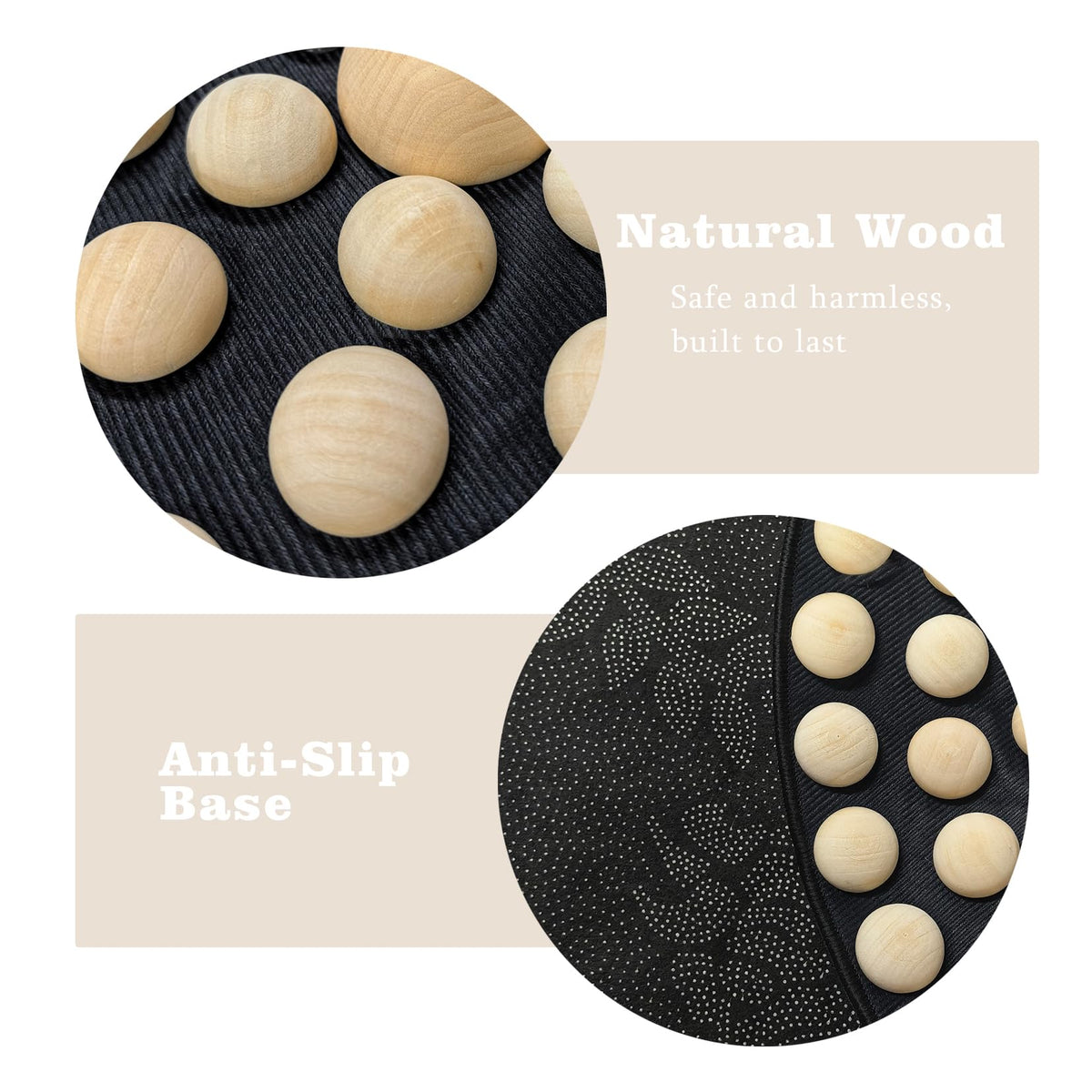 Wooden Acupressure Foot Massager Mat (Wood-round)