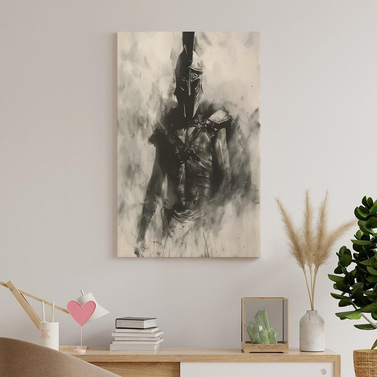 Black White Charcoal Sketch Roman Gladiator Canvas Printing Wall Art Prints Wall Decor Posters Minimalist Scandinavian Bohemian Living Room Bedroom Office Warrior Decor 12x18inch (style-43 / 12x18inch(30x45cm) Frame)