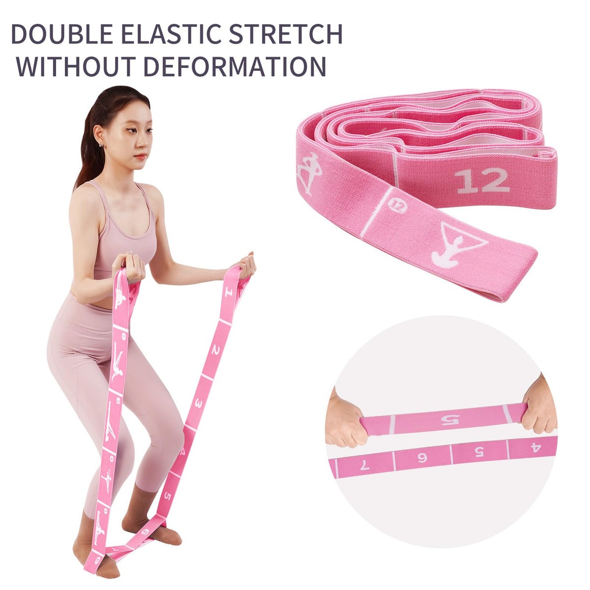 Yoga Blocks Set of 2 with 12 Loop Stretch Band and Carry Bag (Pink+Pink)
