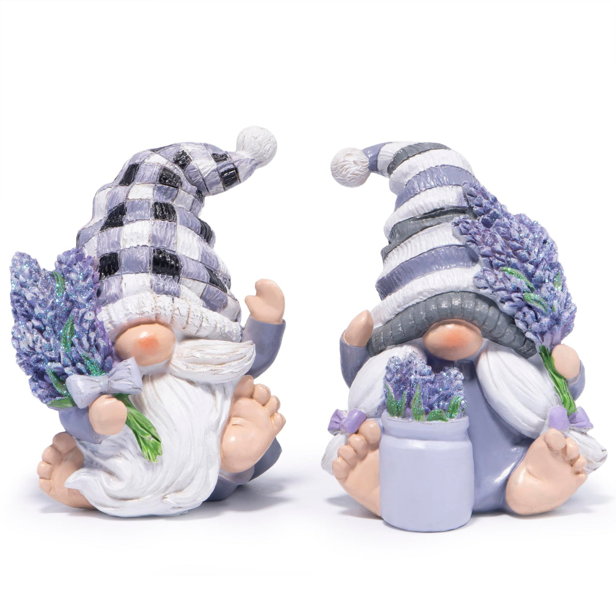 Spring Lavender Gnomes Set Purple Figurines Decor (Lavender)