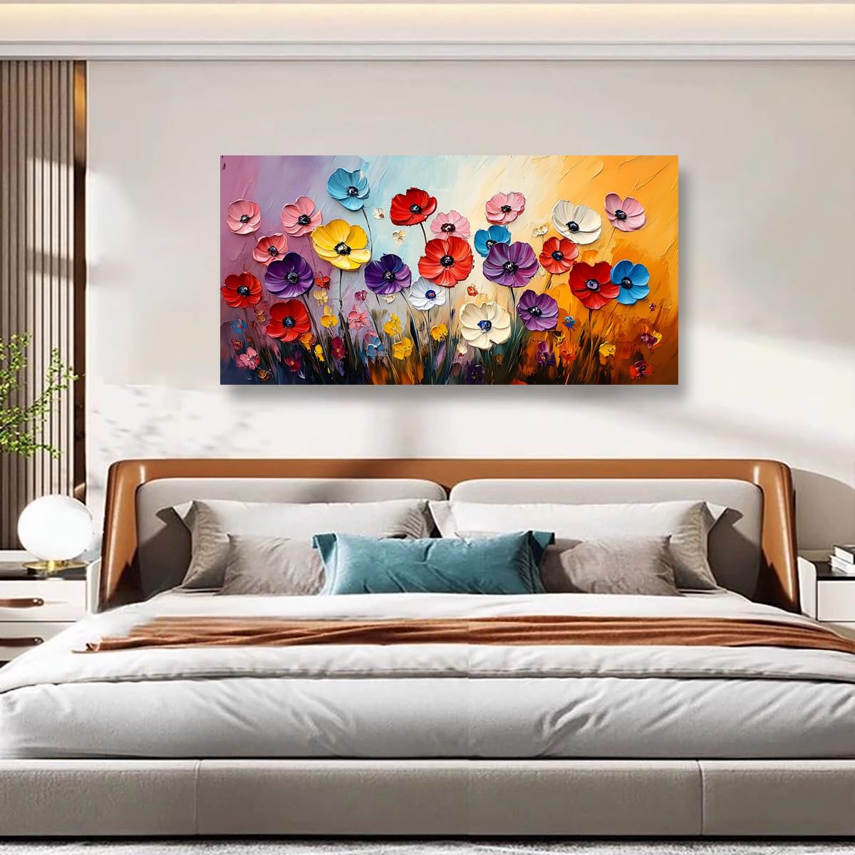 Abstract Colorful Flower Pictures Canvas Wall Art for Living room Office Bedroom Wall Decor (40"L x 20"W / Abstract Colorful Flowers)