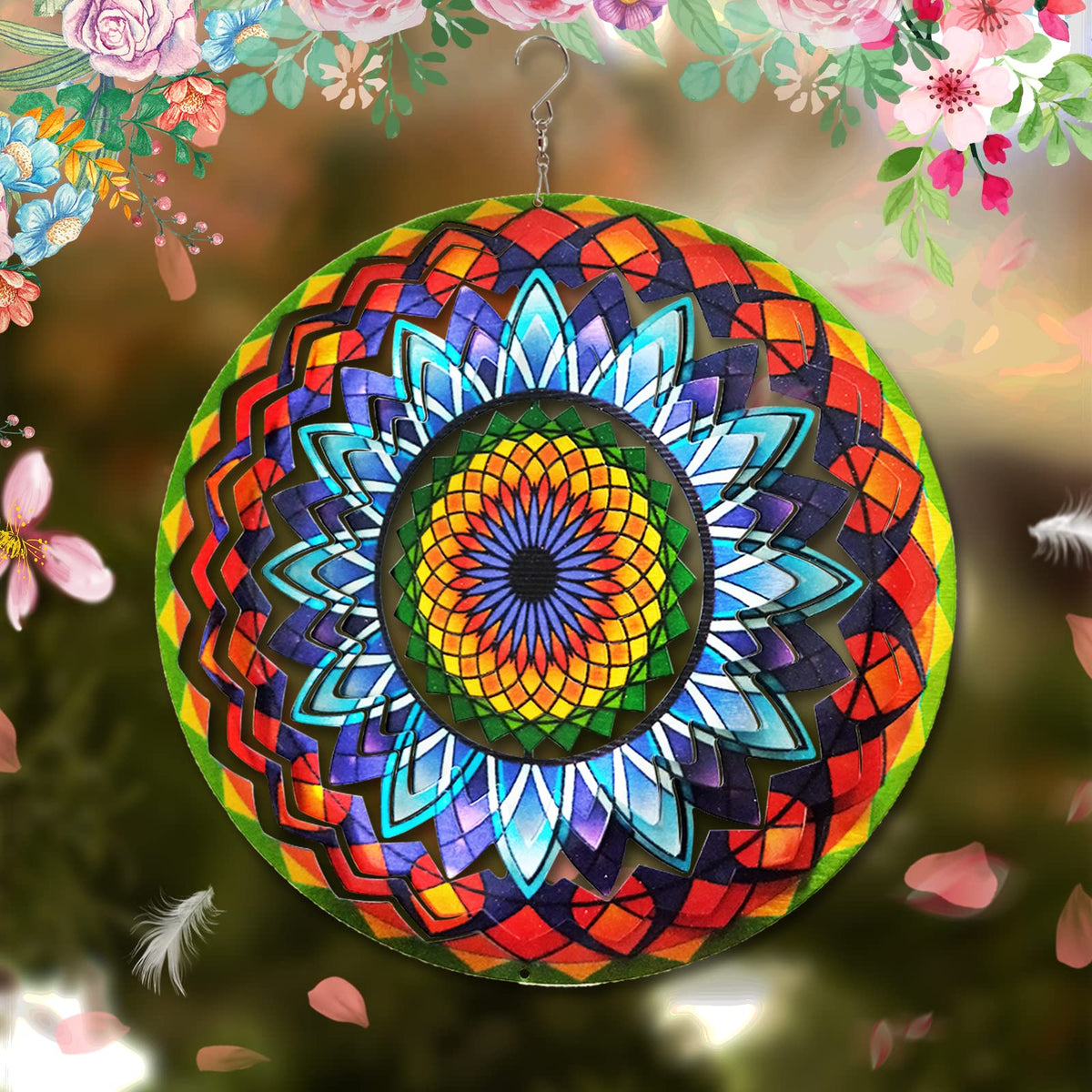 Wind Spinner Mandala Sun Flower 12 inches (12inch / Mdl06)