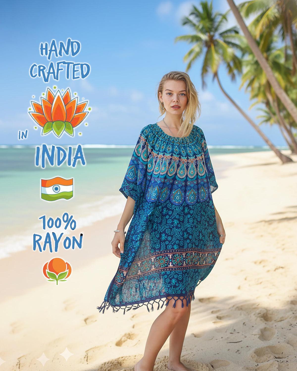 Blue Beach Kaftan for Women (Kaftan Blue)