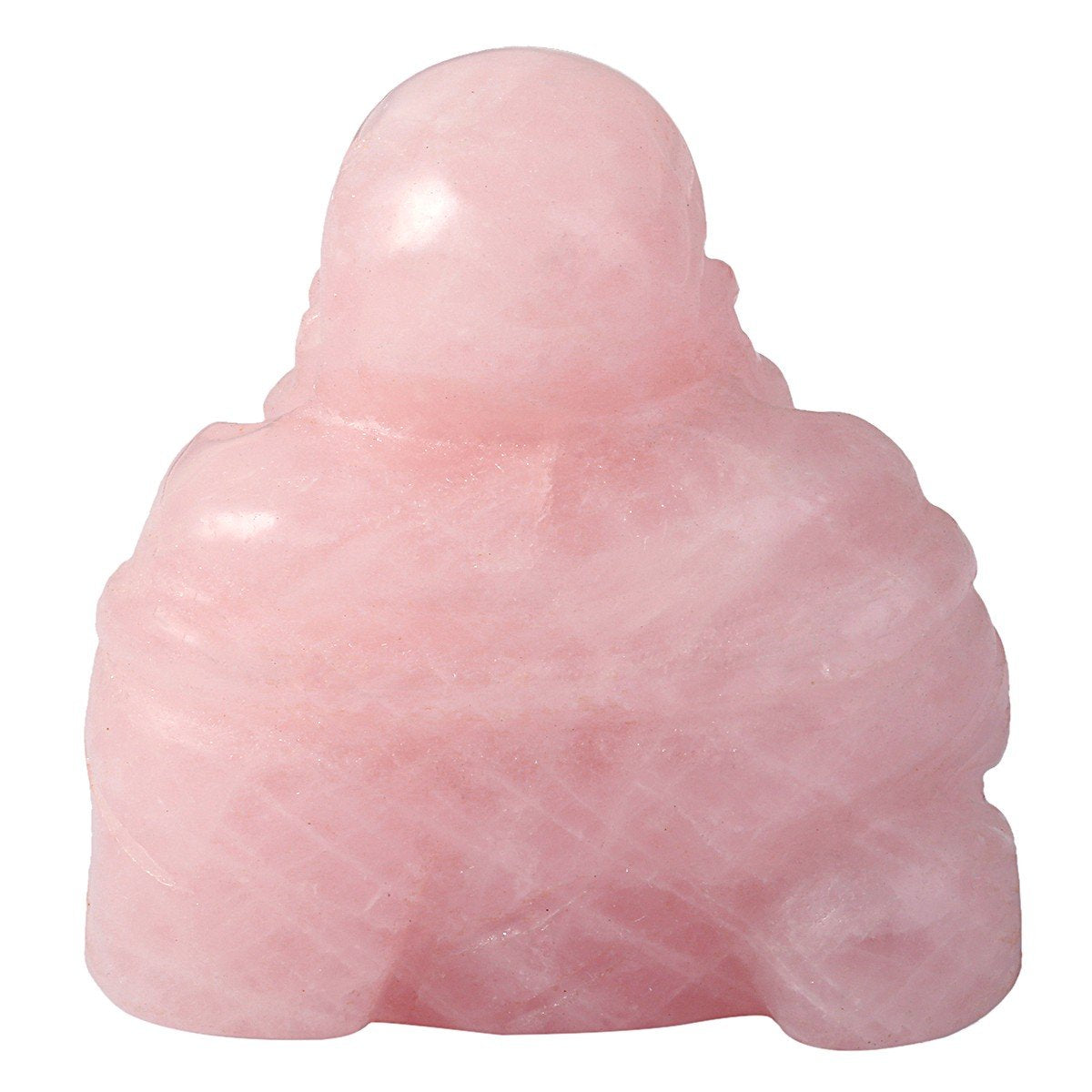 1.5 in Rose Quartz Happy Buddha Statue Crystal Figurine (Pink)