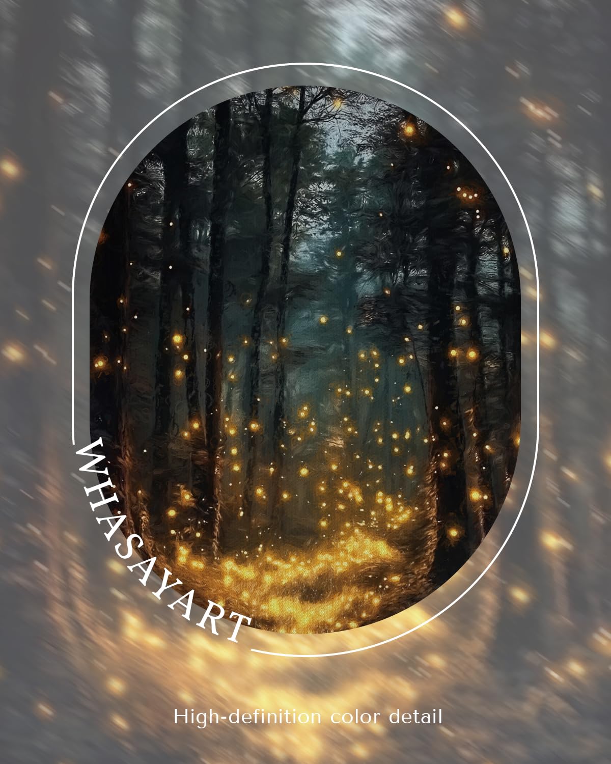 Fantasy Dark Forest 12x16 Framed Firefly Halloween Wall Art (Glowing Forest / 16"L x 12"W)