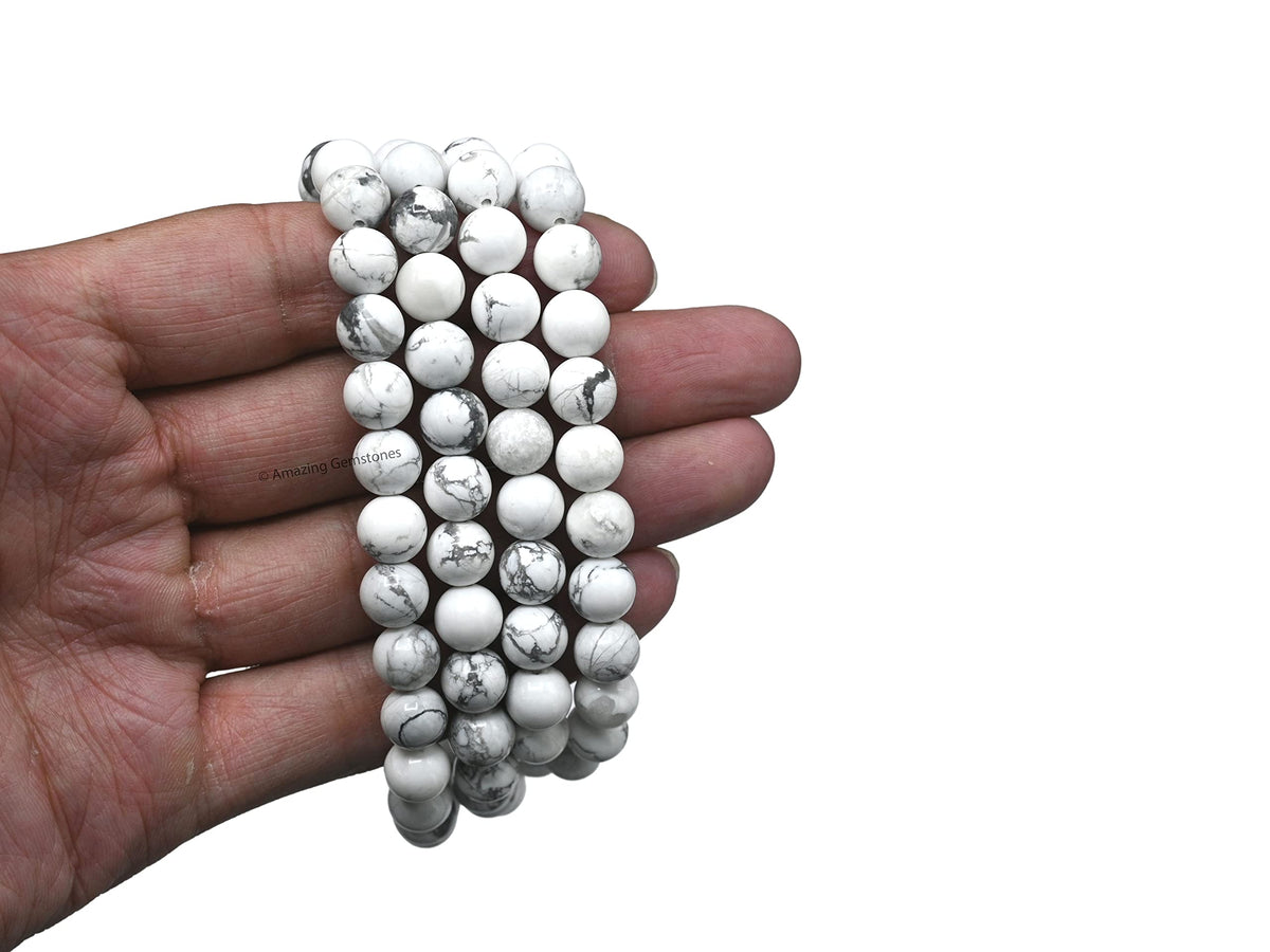 Howlite Buddhist Prayer Beads Japa Mala with 108 Meditation Beads (Without Knots / Howlite)