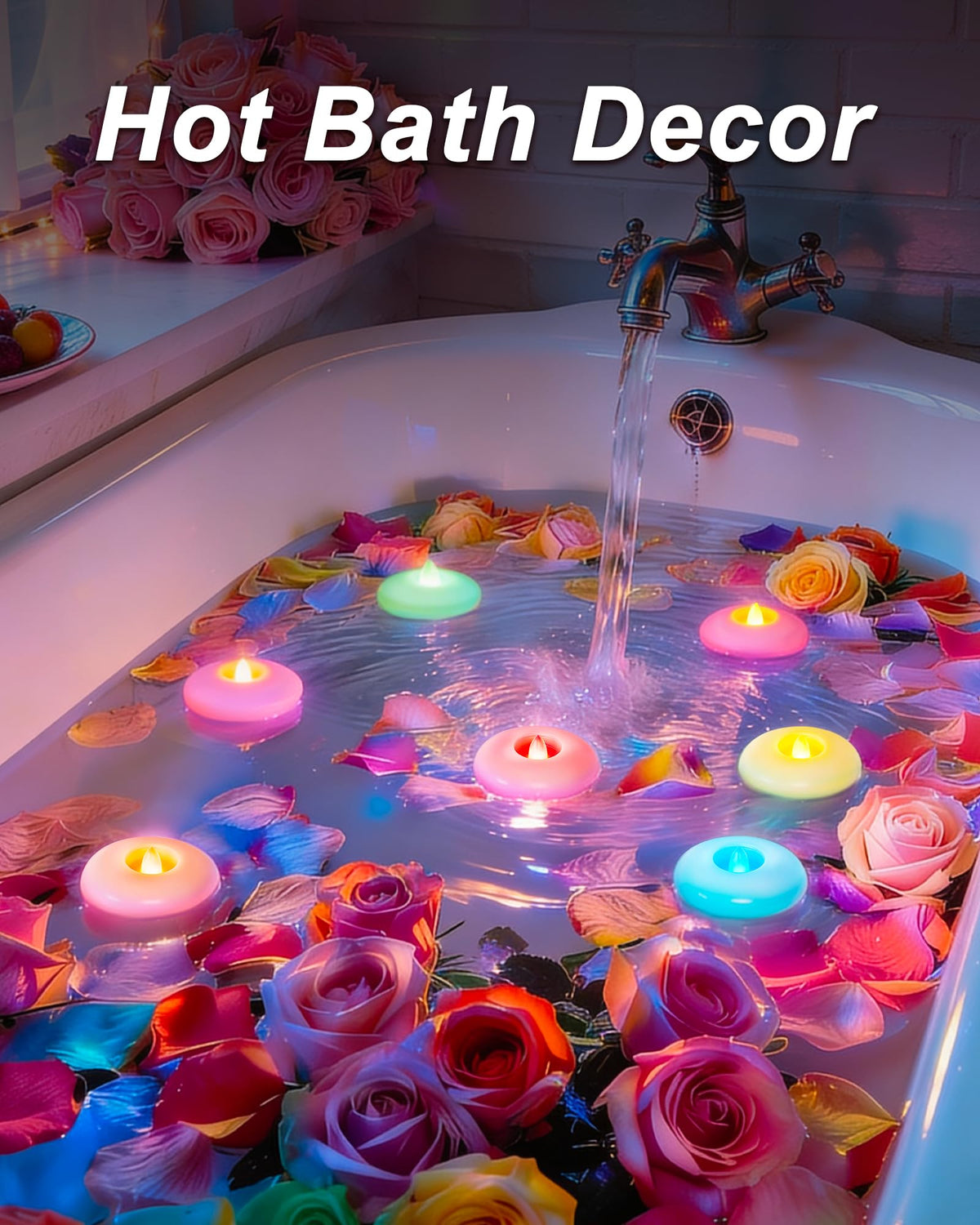12Pack 3" Color Changing Flameless Floating LED Tealight Candles (Multicolor Base / 12 Pack)
