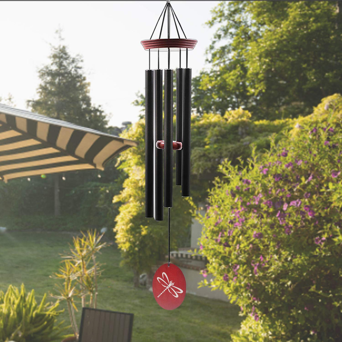 Dragonfly Wind Chimes for Outside (33" Red Dragonfly)