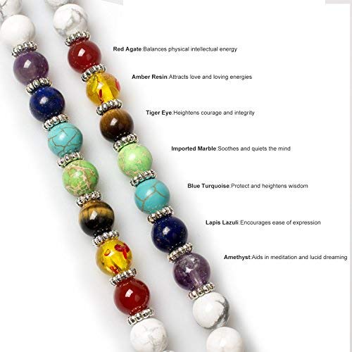 Necklace 108 Mala Beads Bracelet Buddhist Prayer Pendant Necklace (White Howlite-Lotus)