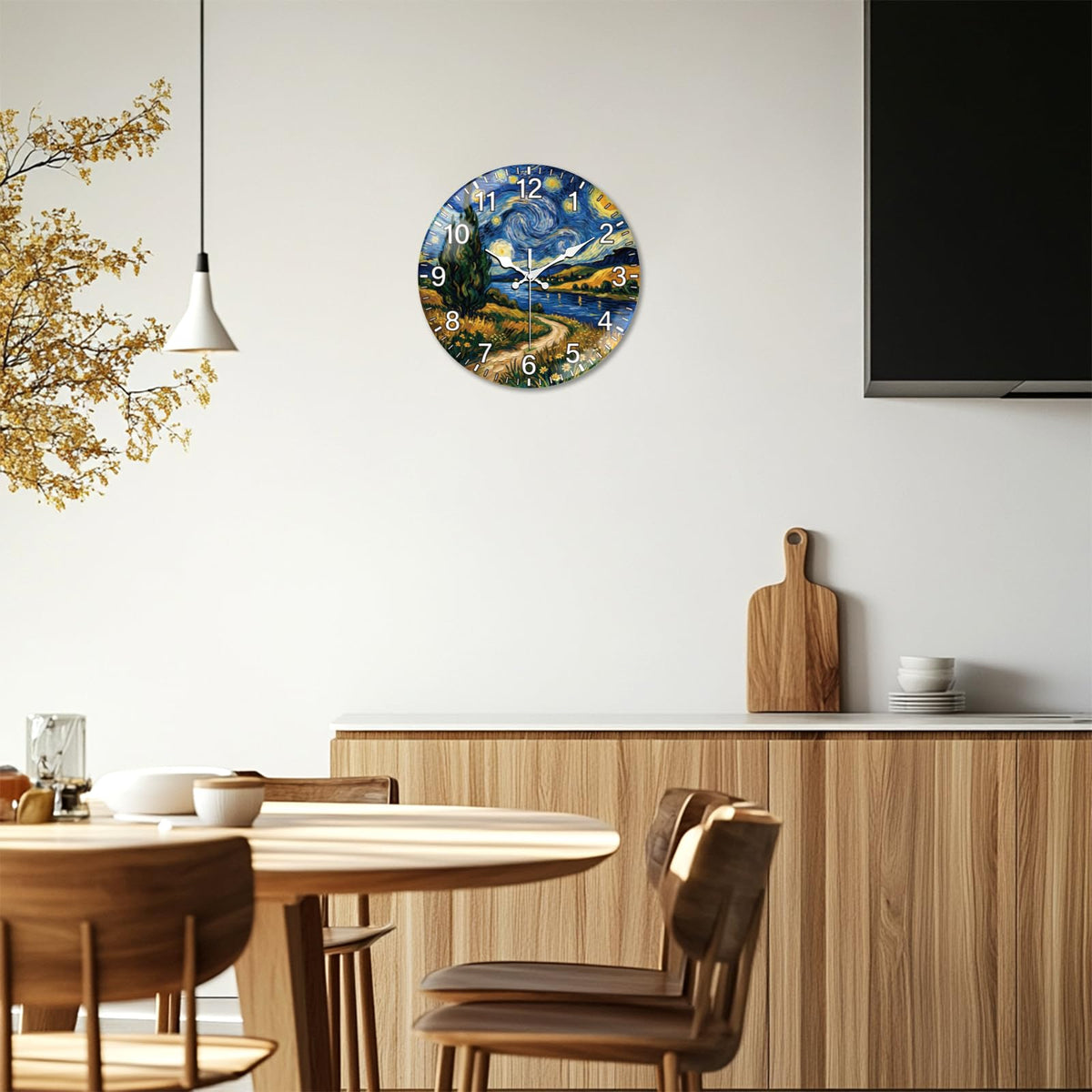 Starry Lake Wall Clocks Battery Operated (Starry Lake Landscape)