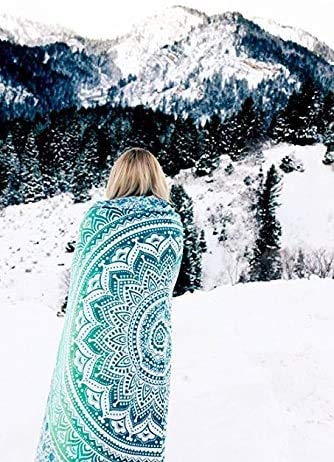 Hippie Mandala Ombre Tapestry Wall Hanging (40"L x 30"W / Green)
