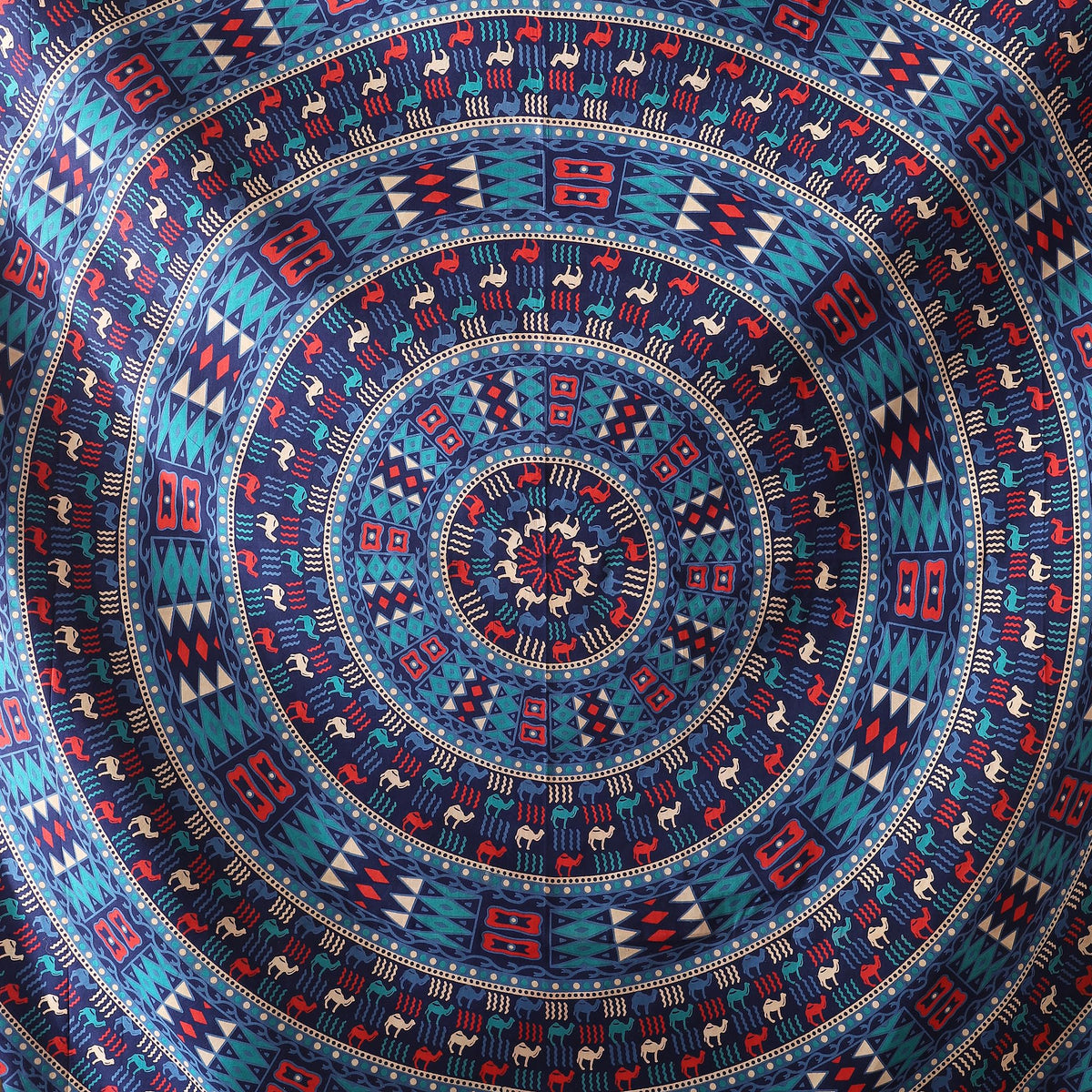 Queen Mandala Hippie Hippy Camel Ethinic Psychedelic Tapestry Wall Hanging (105L" x 81W" / Camel Blue)