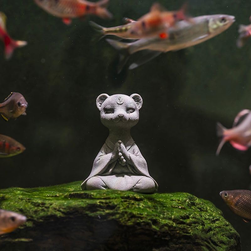 Meditating Fox Statue Yoga Animal Figurines Zen Fox Sculpture (S2)