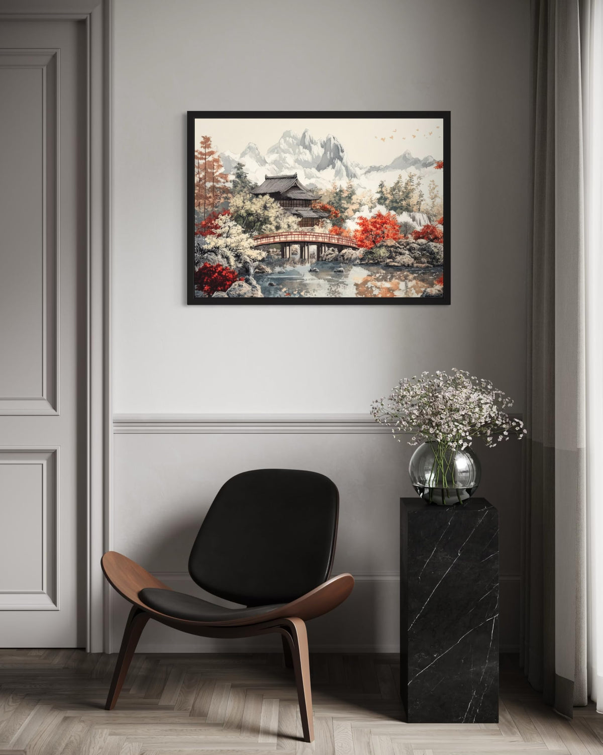 Zen Garden Black Framed Wall Art Print Poster (Zen Garden / 24"L x 18"W)