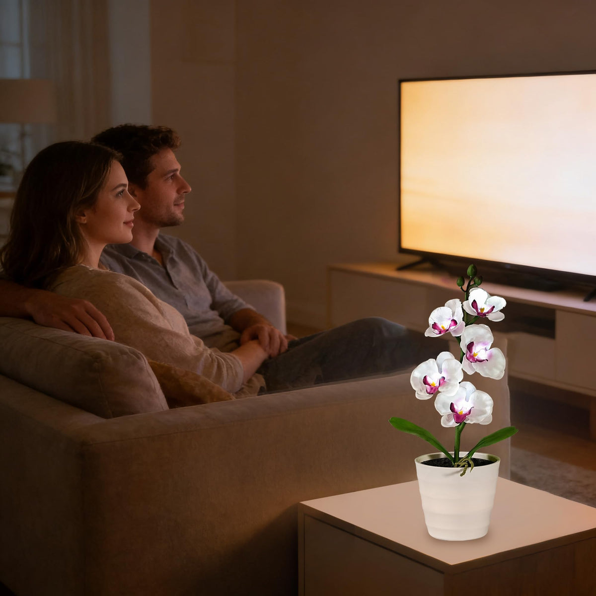 Artificial White Phalaenopsis Orchid Flower Lamp (Orchids-White)