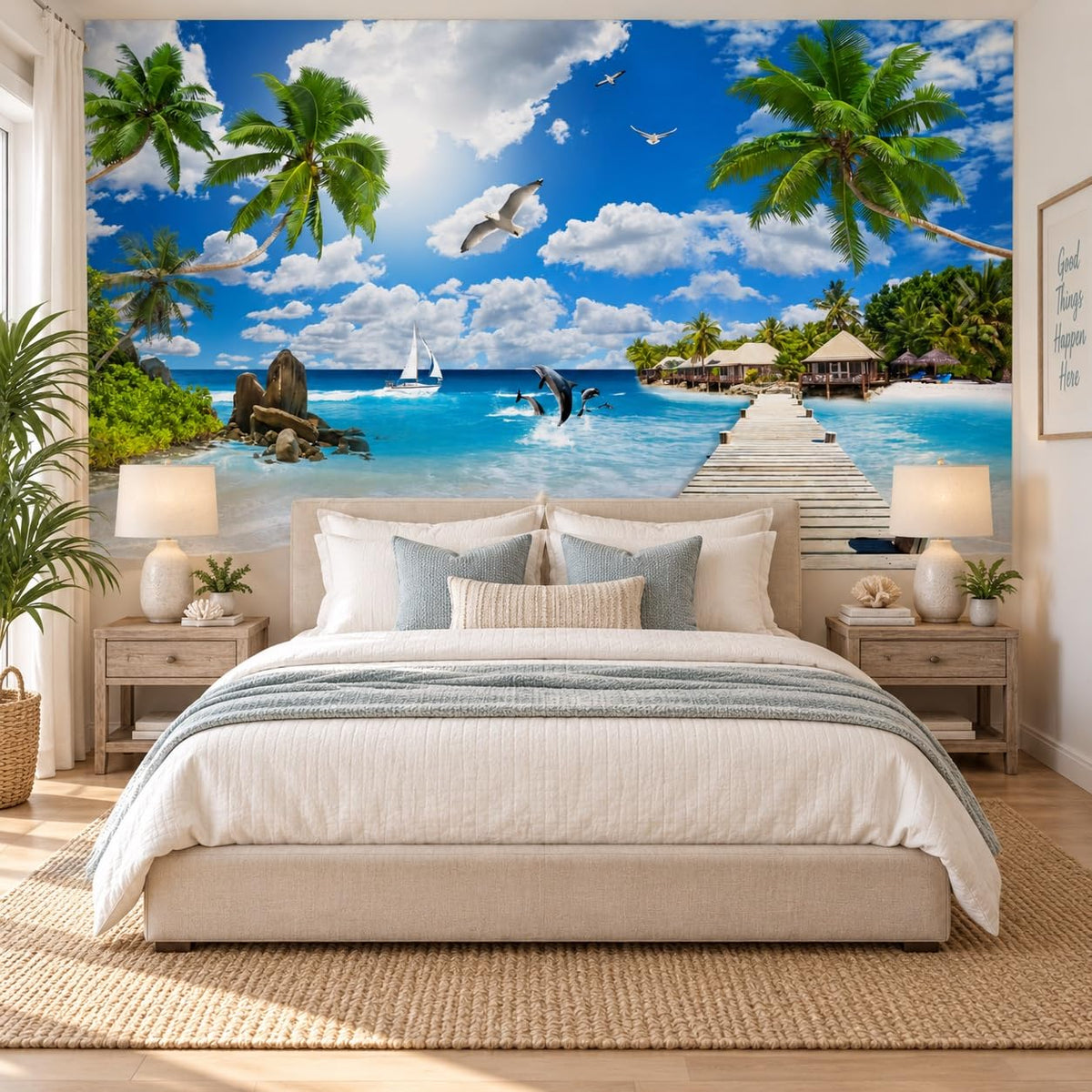 Peel Stick Wall Mural Wallpaper Ocean 118"x82" Decor A14 (A14 / 118" x 82")
