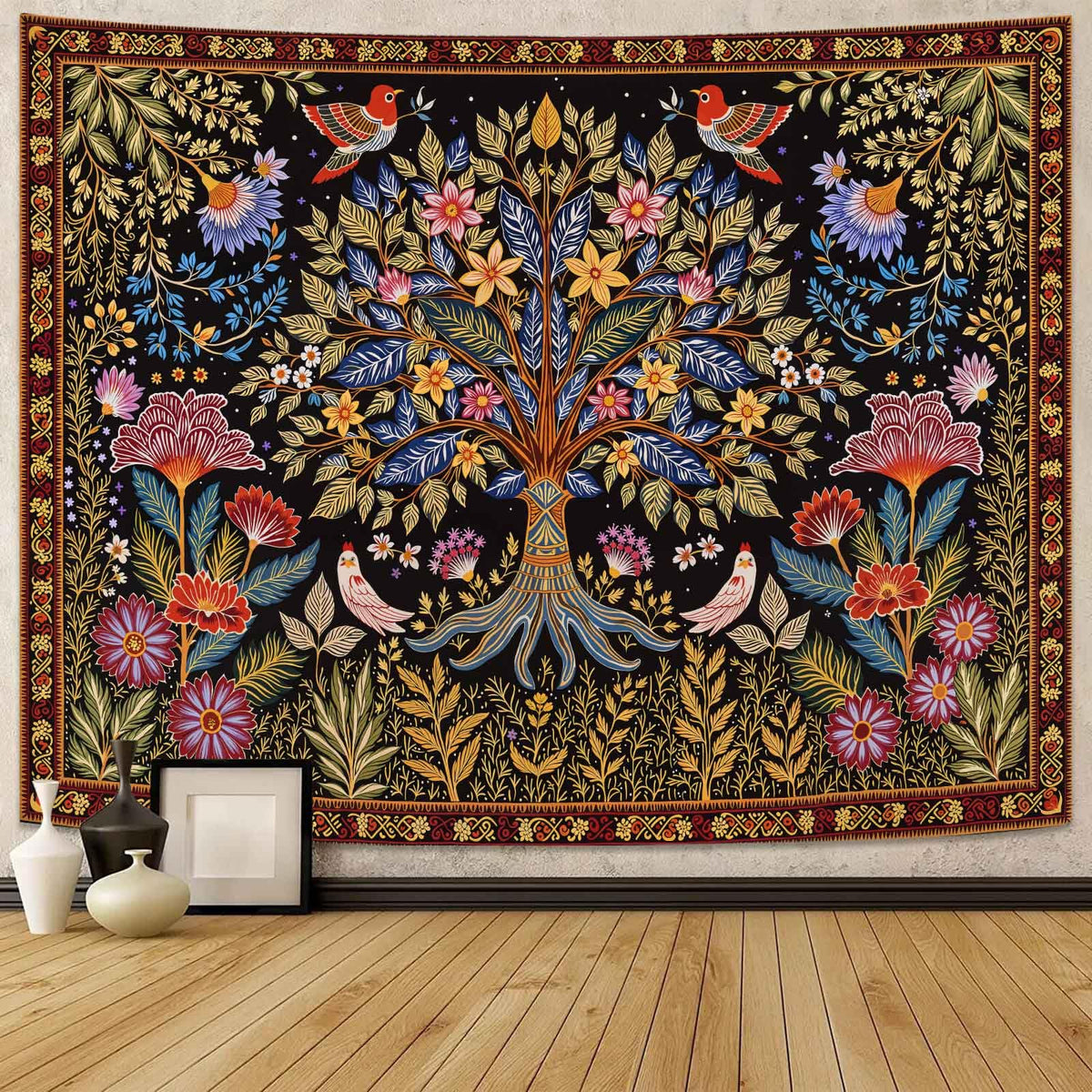 Tree of Life Wall Tapestry (60"L x 44"W / Black Red)