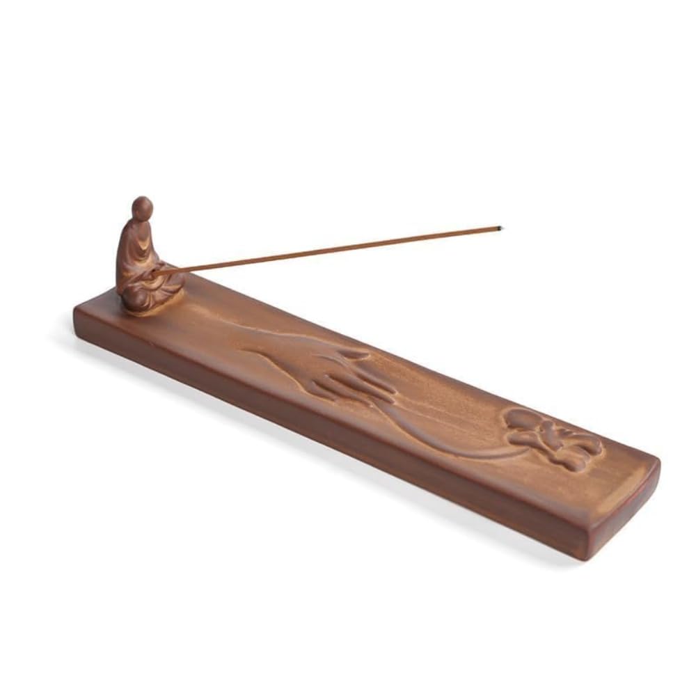 Handmade Ceramic Bamboo Leaf Incense Holder (Bamboo Raft Fishing)